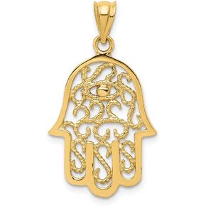 Diamond2Deal 14k Yellow Gold Polished Filigree Hamsa Pendant