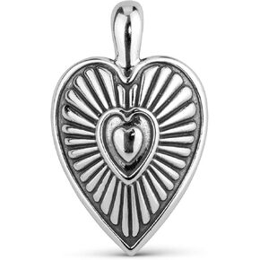 American West Sterling Silver Women's Pendant Enhancer Heart & Sunburst Design