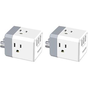Multi Plug Outlet, Outlet expanders, POWSAV USB Wall Charger with 3 USB Ports(Smart 3.0A Total) and 3-Outlet Extender with 3 Way Splitter, No Surge Protector for Cruise Ship, Home, Office, ETL Listed in Saudi Arabia