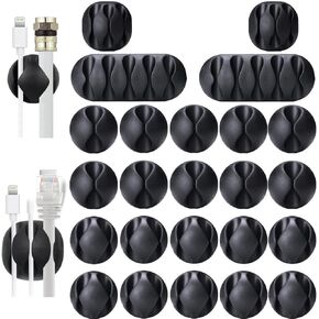 Cable Management Cable Clips, OHill 16 Pack White Adhesive Cord Holders, Ideal Cords Management for Organizing Cable Wires-Home, Office, Car, Desk & Nightstand