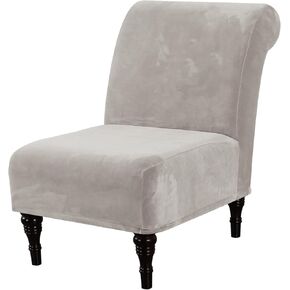 H.VERSAILTEX Velvet Accent Chair Covers High Stretch Armless Chair Covers for Living Room Luxury Thick Velvet Chair Slipcovers Modern Furniture Protector with Elastic Bottom, Machine Washable, Black