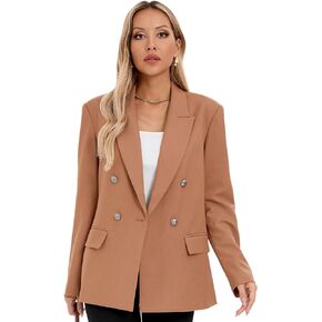 Women's Oversized Blazer Jacket Double-Breasted Suit Outfit for Business Work Office Casual