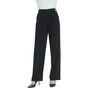 Tronjori Women High Waist Casual Straight Leg Dress Pants Office Work Trousers Suit Pants Back Elastic Waistband