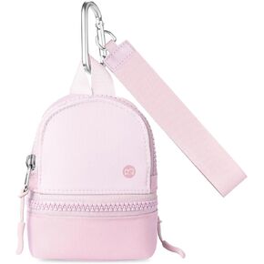 Babysun Mini Backpack Keychain Wristlet Pouch Small Change Coin Purse Cute Zipper Wallet With 3 RFID Card Slots For Women/Men Airpods Cosmetics