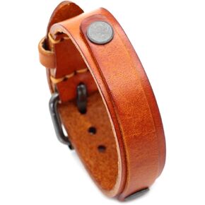 Punk Rock Retro Simple Alloy Belt Buckle Wristband Thin Pu Leather Adjustable Cuff Bracelet