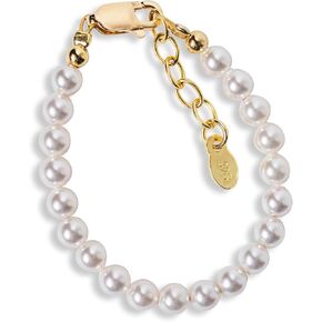 Cherished Moments 14K Gold-Plated Bracelet for Babies, Toddlers, Kids, and Little Girls with High-End Simulated Pearls Gift for Baby Shower, Flower Girl, or Granddaughter