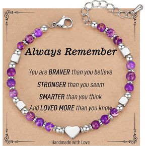 TONY & SANDY Dainty Gemstone Bracelets for Teen Girls - Sweet Valentines Day Gifts for Kids Daughter Granddaughter Niece for Birthday Easter Graduation Christmas in Kuwait