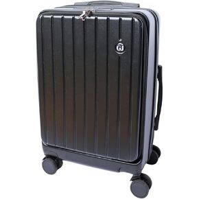 20" Carry On Suitcase, TSA Lock, Cup Holder, Purse Hook, 2 USB Ports, Laptop Pouch, Extra Long Handle Luggage (Gray)