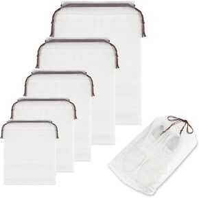 30 Pcs of 5 Models Travel Shoe Bag Packaging, Travel Shoe Bags, Portable Translucent Shoe Storage Bag with Drawstring, Waterproof Travel Shoe Storage Bag Storage Bag for Men Women