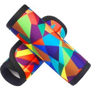 Luggage Handle Wrap 2 Pack Luggage Handle Wraps for Suitcase Bright Neoprene Luggage Handle Covers/Extender/Identifiers-Travel Accessories Must Haves (Geometry-2 Pack)