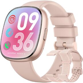 Smart Watches for Women Men Gifts: Fitness Tracker with Make/Recive Call 10-Day Battery Life Heart Rate SpO2 Sleep Monitor 120 Sport Mode 5ATM Waterproof Smartwatch for iOS Android Phones 3 Bands Pink