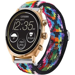 22 مم إطلاق سريع مطاط نايلون قابل للتعديل ملحقات حزام بديل متوافقة مع ساعة Citizen CZ الذكية/CZ Smart Touch Screen Gen 2 CASUAL Smartwatch 41mm / CZ Smart Touch Screen Gen 2 Sport Smartwatch 44mm/CZ Smart Hybrid Gen 2 Sport Smart