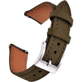 Premium Soft Hybrid (Leather and Sailcloth) Watch Band,18mm 20mm 22mm Quick Release Replacement Watch Straps for Men Women