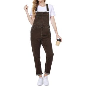 Women's Casual Stretch Classic Basic Boyfriend Fit Casual Denim Bib Overalls