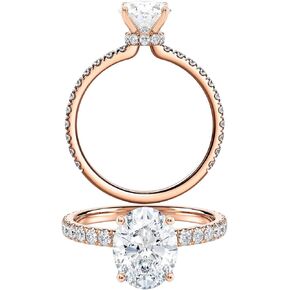 Diamond Wish IGI Certified 1 to 3 Carat Oval Shape Lab Grown Diamond Ribbon Halo Engagement Ring for Women in 14k Gold with Side Stones (G-H, VS1-VS2, cttw) Anniversary Promise Ring Size 4 to 9
