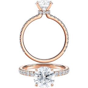 Diamond Wish IGI Certified 1 to 3 Carat Lab Grown Diamond Ribbon Halo Engagement Ring for Women in 14k Gold with Side Stones (E-F, VS1-VS2, cttw) Wedding Anniversary Promise Ring Size 4 to 9