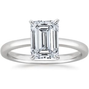 18K White Gold 1.25 to 6 Carat Lab Grown Solitaire Emerald Cut IGI CERTIFIED Diamond Engagement Ring (1.25 Ct,D-E Color VS1-VS2 Clarity)