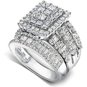 Kobelli Diamond Engagement Ring and Wedding Band Set 2 3/5 carats (ctw) in 14K White Gold