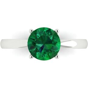 Clara Pucci 1.5Ct Round Cut - Created Emerald - 14k White Gold - Solitaire Wedding Engagement Bridal Promise Ring