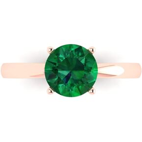 Clara Pucci 1.5Ct Round Cut - Created Emerald - 14k White Gold - Solitaire Wedding Engagement Bridal Promise Ring