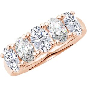 1-6 Carat Oval 14K White Gold 5 Stone Diamond LAB GROWN Wedding Band (E/F Color, VS Quality)