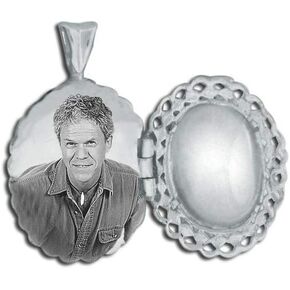 PicturesOnGold.com Sterling Silver Oval Cremation and Hair Locket W/Clear Front - 3/4 Inch X 1 Inch in Sterling Silver with Engraving