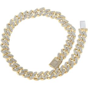 Jewels By Lux 10K Yellow Gold Mens Round Diamond Link Chain Necklace 40-7/8 Cttw, Length: 22.01 In, Width: 0.71 In