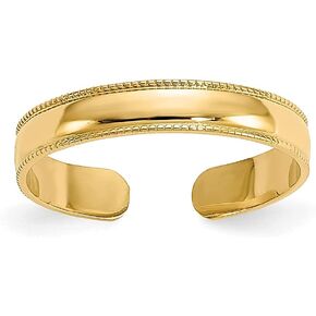IceCarats 14K Solid Yellow Gold Milgrain Adjustable Toe Ring Open Midi Band Summer Beach Jewelry