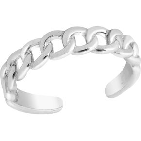 AeraVida Casual Modern Open Chain Link .925 Sterling Silver Pinky or Toe Ring