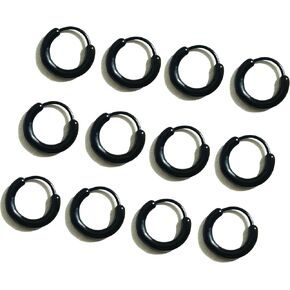 12 Pairs Anti-Allergy Unisex Cute Plastic Hoop Ear Retainers, Nose Rings, With Buckle, For Sensitive Ears & Skin