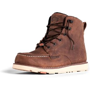 Marin (Soft Toe) - Brown - 6" Waterproof Moc Toe Wedge Work Boot - EH Rated - Slip + Oil Resistant - Adjustable Width System