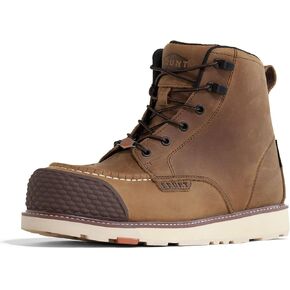 BRUNT Marin BRUNT Toe (Comp Toe) - Brown - 6" Waterproof Reinforced Wedge Work Boot - EH Rated - Slip + Oil Resistant - Adjustable Width System
