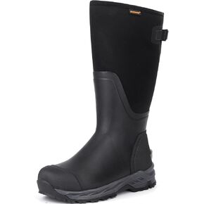 Showave Men's Rubber Hunting Boots, Waterproof Rain Boots Insulated Neoprene Mud Boots, Durable Arctic Outdoor Working Boots, Adjustable Farm Boots with Steel Shank