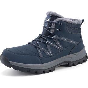 Qiucdzi Winter Boots for Men Snow Boots with Warm Fur Lined Anti-Slip Hiking Booties Comfort Walking Trekking Shoes for Outdoor