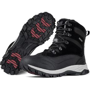 FREE SOLDIER Snow Boots for Men Winter Waterproof Non-slip Flock Outdoor Hiking Work Boots