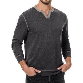 Mens Henley Long Sleeve Shirts Fall Lightweight Sweatshirts Casual V Neck Slim Fit Pullover T-Shirt