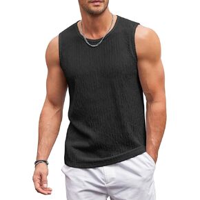 COOFANDY Men's Casual Tank Tops 2 Pack Knit Sleeveless Lightweight Tee Muscle Basic T Shirts