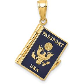 Avariah 14K Yellow Gold Enamel 3-D Passport Opens Pendant - 25.5mm