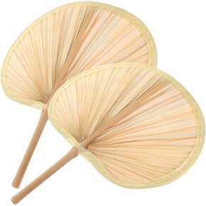 2pcs Plantain Fan Dried Palm Fans Bamboo Fan Rustic Hand Fan Handmade Fan Retro Hand Fan Palm Leaves Fans Hand Rattan Fan Indoor Fan Hand Woven Fan Wooden China Summer Student