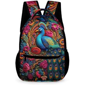 Peacocks Kids Backpack School Backpack Travel Book Bags Back Packs Teenagers 3D Printed Backpack for Boys And Girls