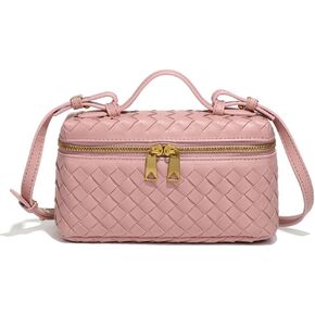 Trendy Woven Crossbody Purse Square Box Bags Women Shoulder Bag Cute Satchels Mini PU Leather Top-Handle Tote Handbag