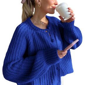 Wyeysyt Womens Cardigan Sweater Button Down Long Sleeve Chunky Soft Knit Sweater Fall Open Front Loose Casual Cardigan Coat