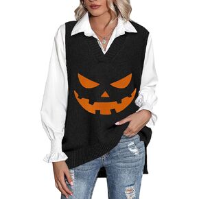 Zeagoo Sweater Vest Women Sleeveless V Neck Oversized Pullover Knitted Tops 2024 Fall Outfits