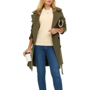 Steve Madden Trench Coat Women – Double-Breasted Long Winter Wool Coat for Women