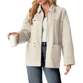 Lepunuo Women's Oversized Casual Jackets Zip Up Long Sleeve Military Utility Anorak Coat Fall Fashion 2024 Trendy Outwear