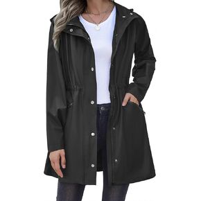 Zeagoo Women Rain Jacket Waterproof Lightweight Long Hooded Raincoat Climbing Outdoor Trench Coats Windbreaker Travel Jacket
