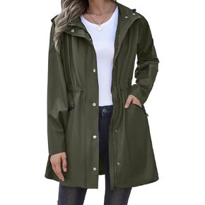 Zeagoo Women Rain Jacket Waterproof Lightweight Long Hooded Raincoat Climbing Outdoor Trench Coats Windbreaker Travel Jacket