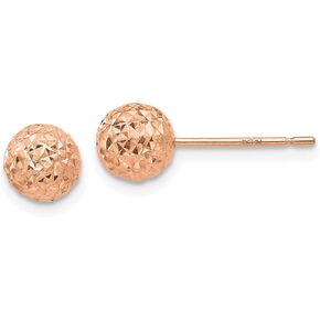 14K Solid Rose Pink Gold 6mm Ball Stud Earrings