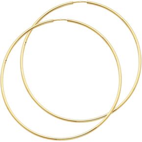14k Yellow or White Gold 1.5mm Thickness Endless Hoop Earrings (60 x 60 mm)