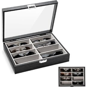 ProCase Wooden Sunglasses Organizer Trays for Men Women, Narrow Frame Glass Display Case Multiple Eyewear Eyeglass Holder